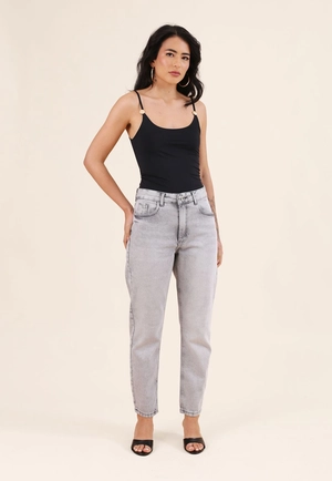 Calça Jeans Mom Cinza