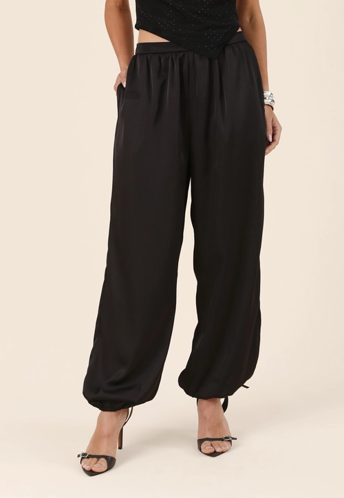 Calça Aladim Com Elástico No Punho Em Cetim