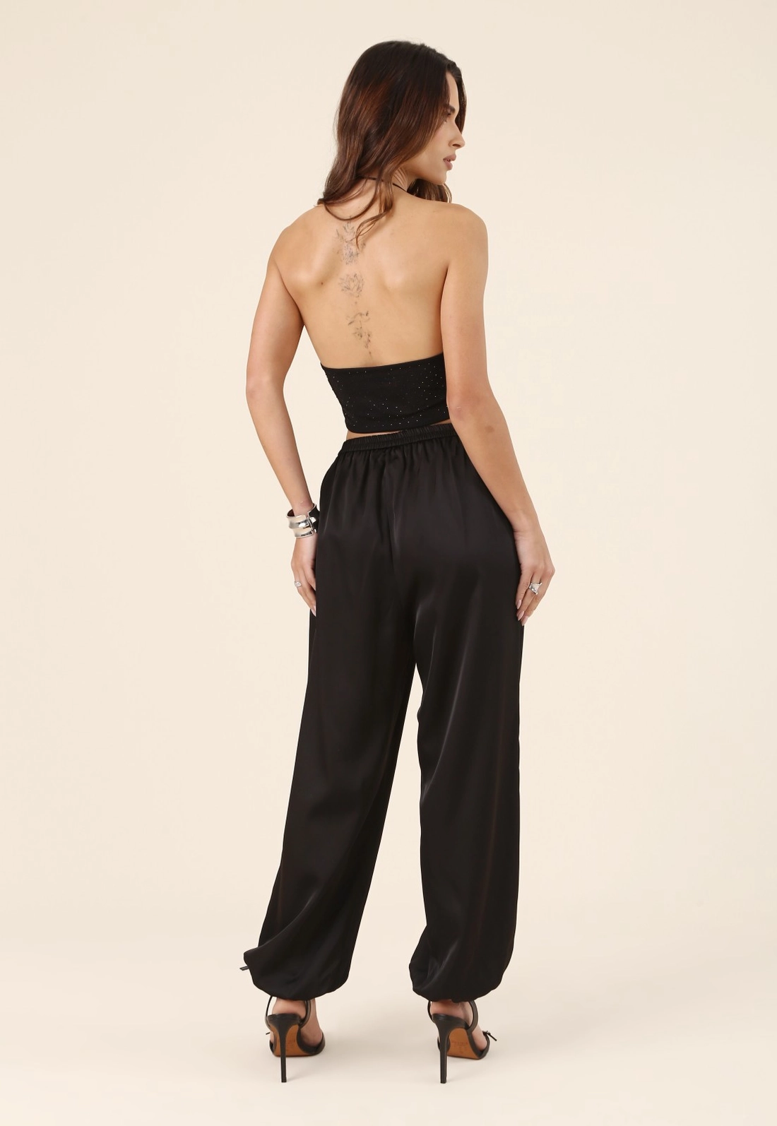 Calça Aladim Com Elástico No Punho Em Cetim