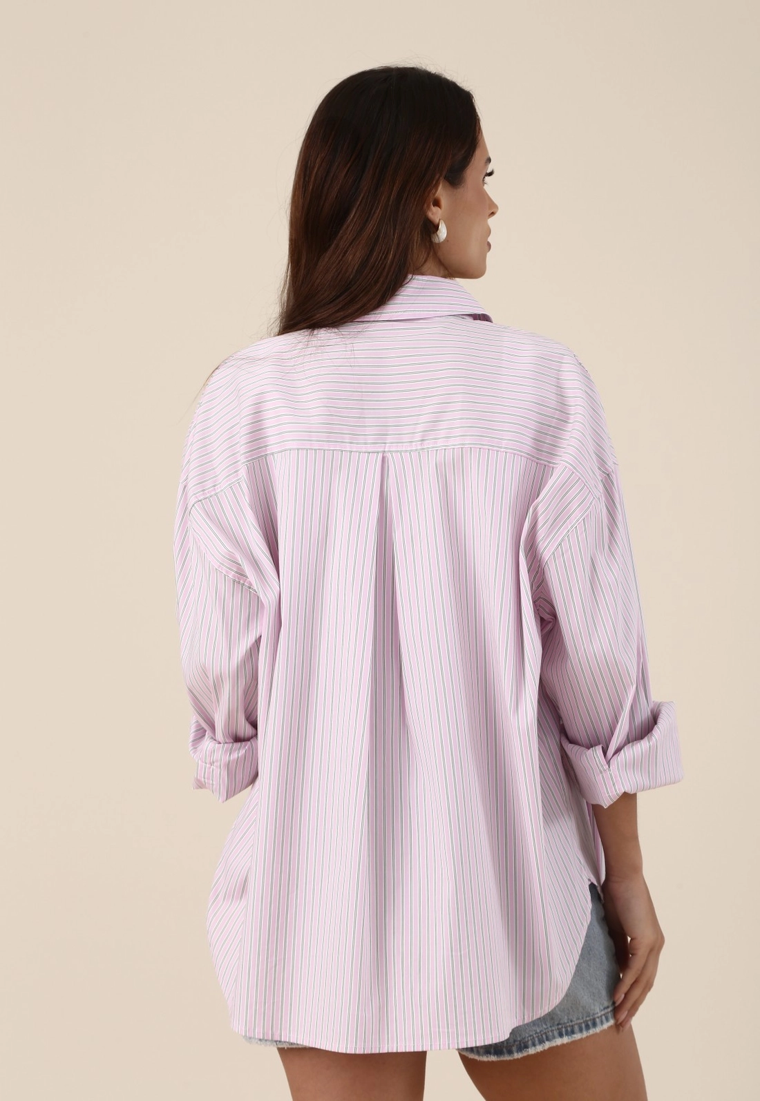 Camisa Manga Longa Em Tricoline Listrado