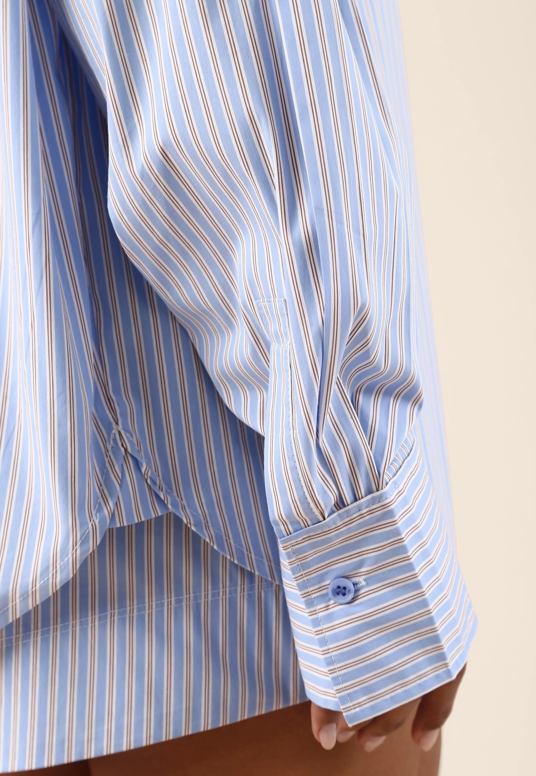 Camisa Manga Longa Em Tricoline Listrado