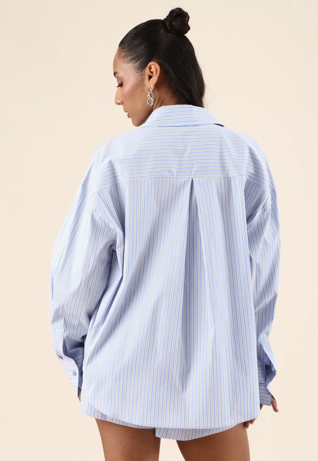 Camisa Manga Longa Em Tricoline Listrado