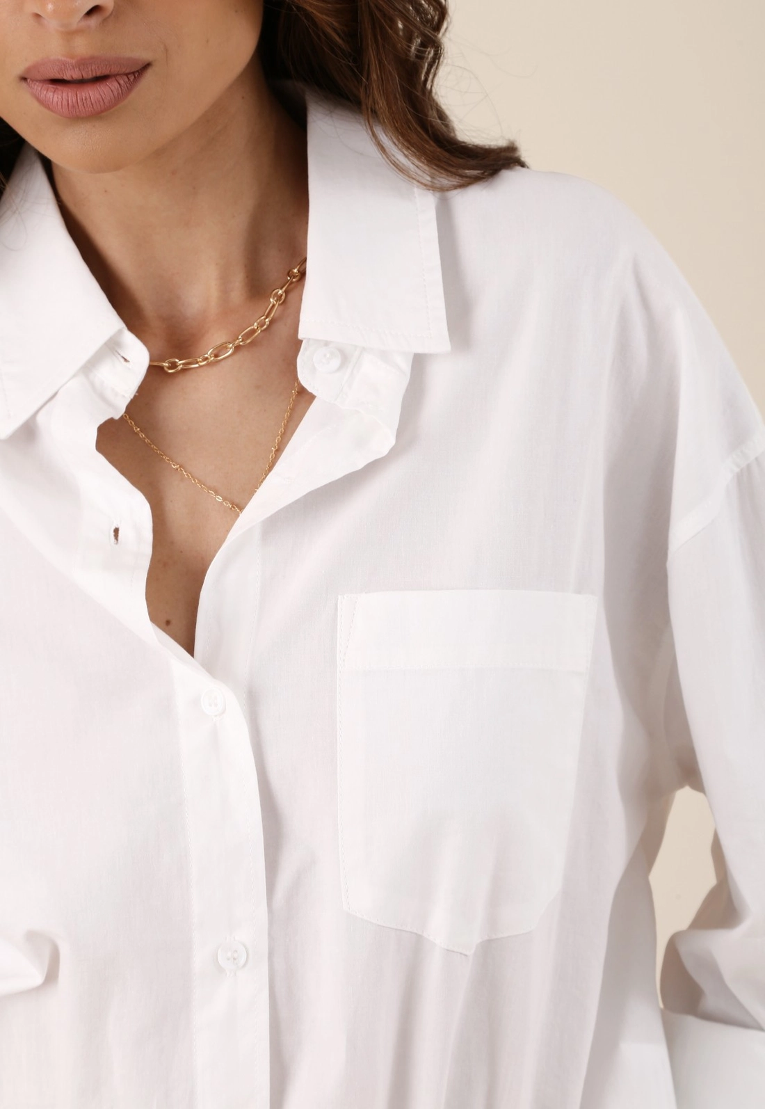 Camisa Manga Longa Em Tricoline Off White