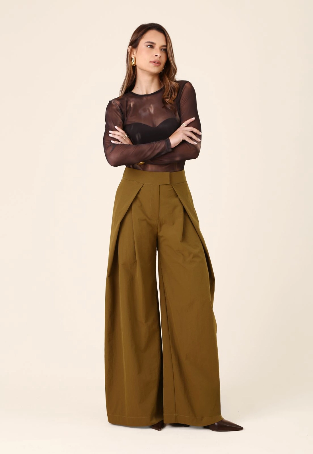 Blusa Manga Longa Em Tule Efeito Manchado