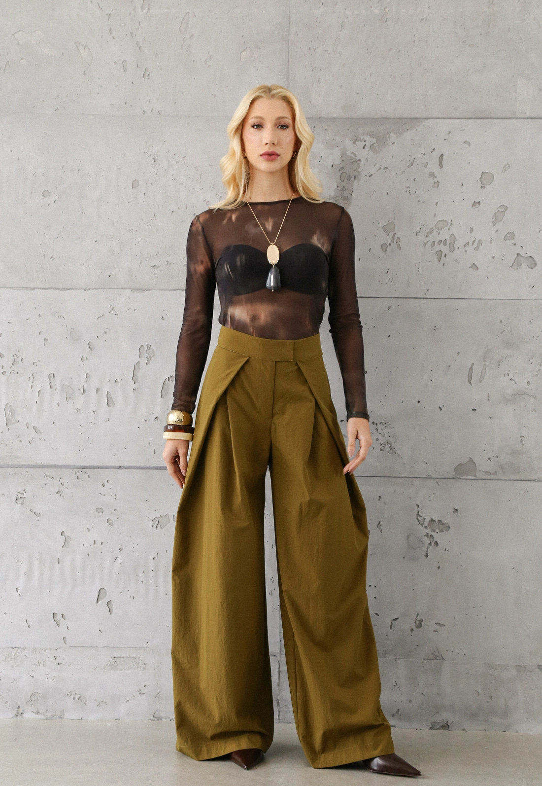 Blusa Manga Longa Em Tule Efeito Manchado