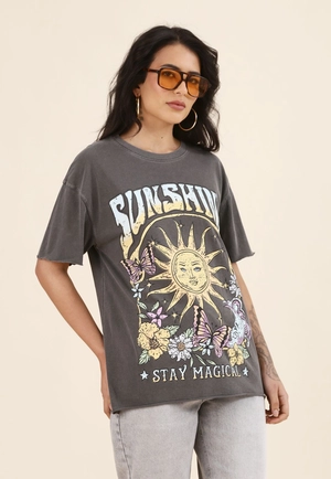 T-Shirt Com Silk Sunshine Em Malha Estonada
