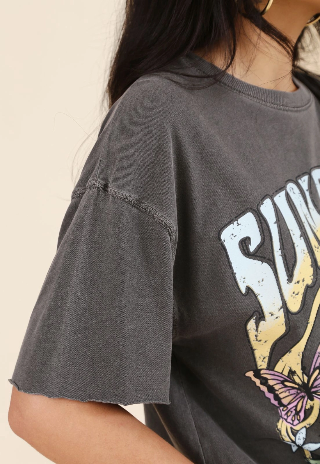 T-Shirt Com Silk Sunshine Em Malha Estonada