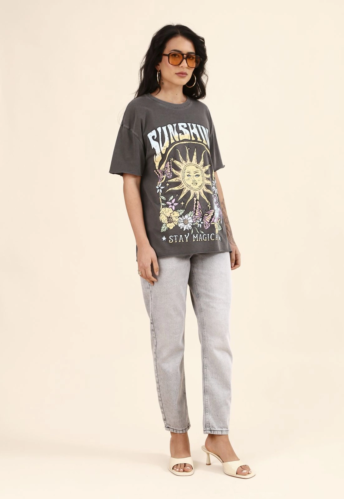 T-Shirt Com Silk Sunshine Em Malha Estonada