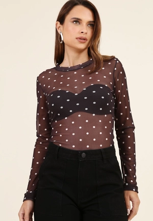 Blusa Segunda Pele em Tule Poá