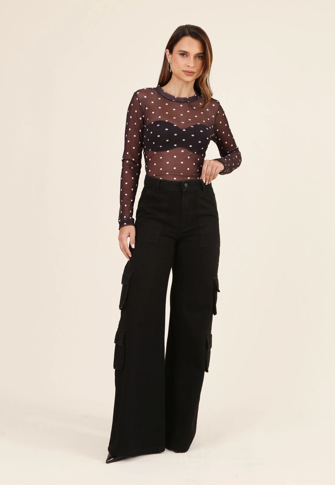 Blusa Segunda Pele em Tule Poá