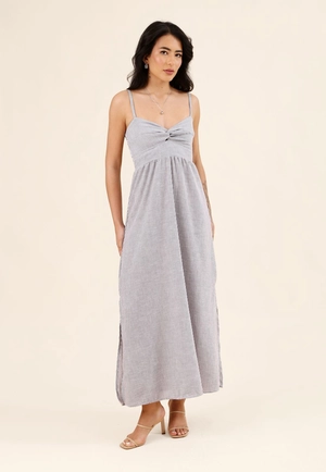 Vestido Midi de Alça Listrado