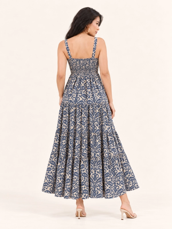 Vestido New Midi Em Viscose Lurex Estampado