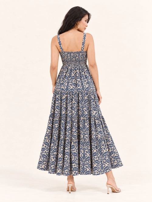 Vestido New Midi Em Viscose Lurex Estampado