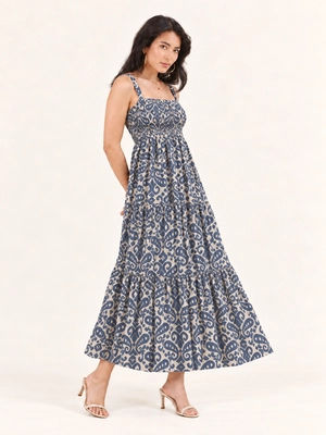 Vestido New Midi Em Viscose Lurex Estampado