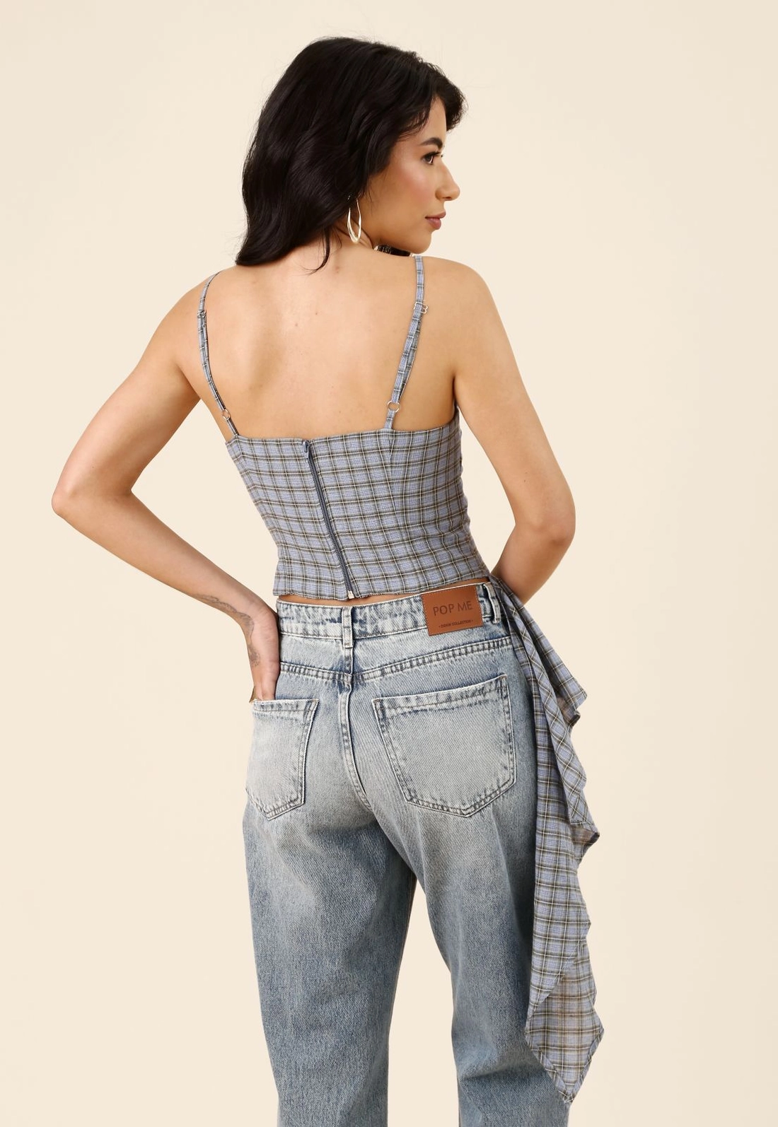 Blusa Xadrez Assimétrica