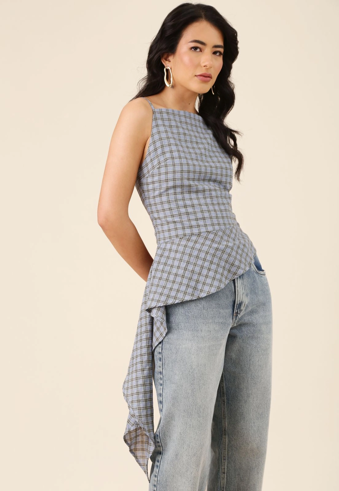 Blusa Xadrez Assimétrica