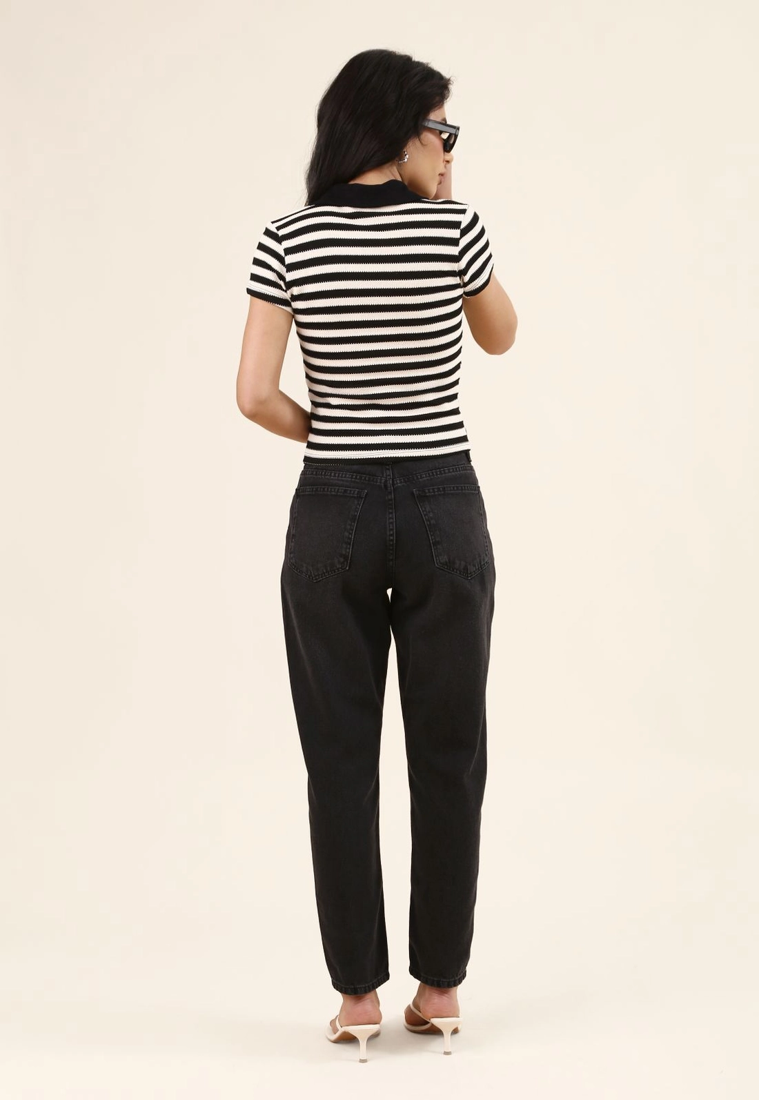 Blusa Polo Em Malha Listrada Texturizada