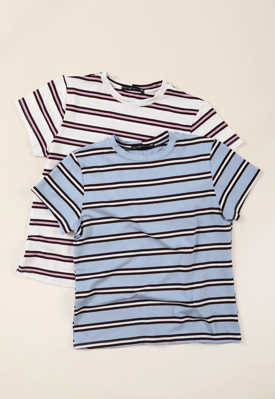 Blusa Manga Curta Em Malha Listrada