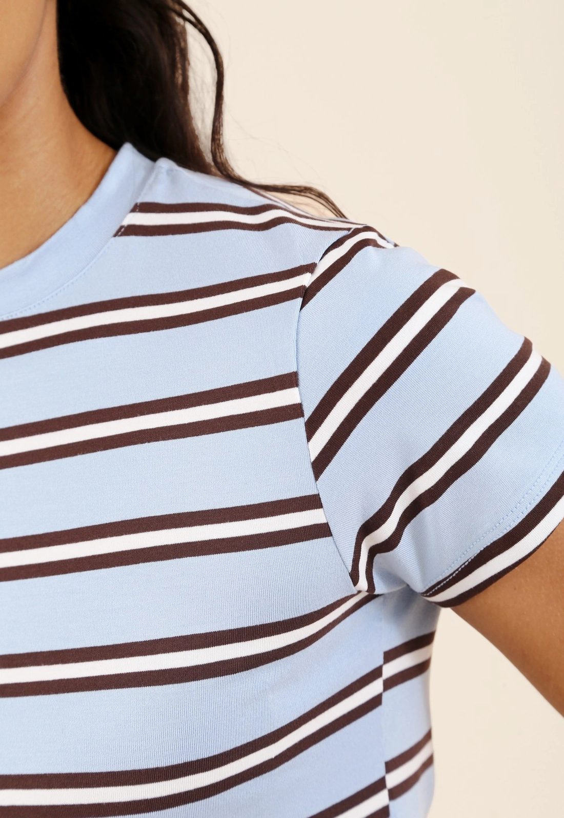 Blusa Manga Curta Em Malha Listrada