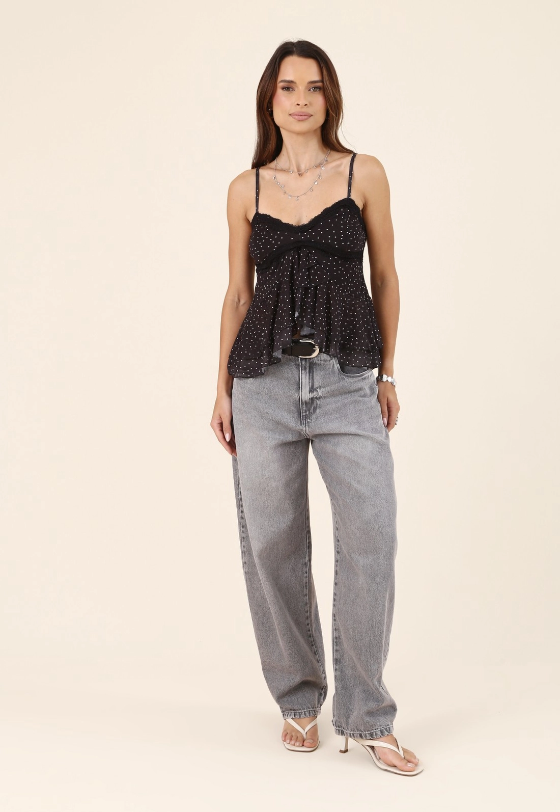 Blusa Com Renda Em Tule Poá