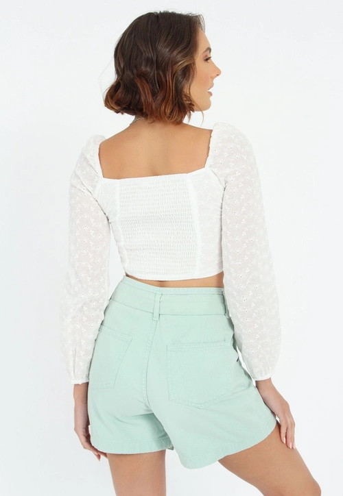 Blusa Cropped Laise Botão