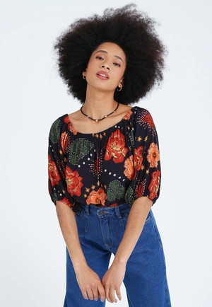 Cropped Viscose Ombro A Ombro Estampado