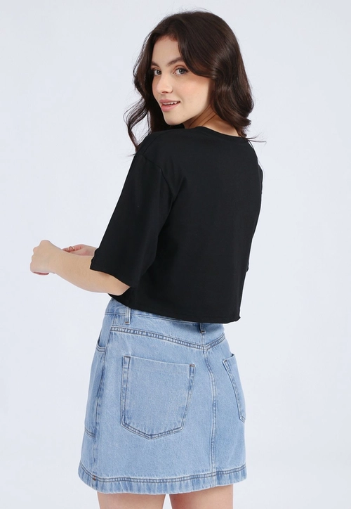 Saia Jeans Bolso Frontal