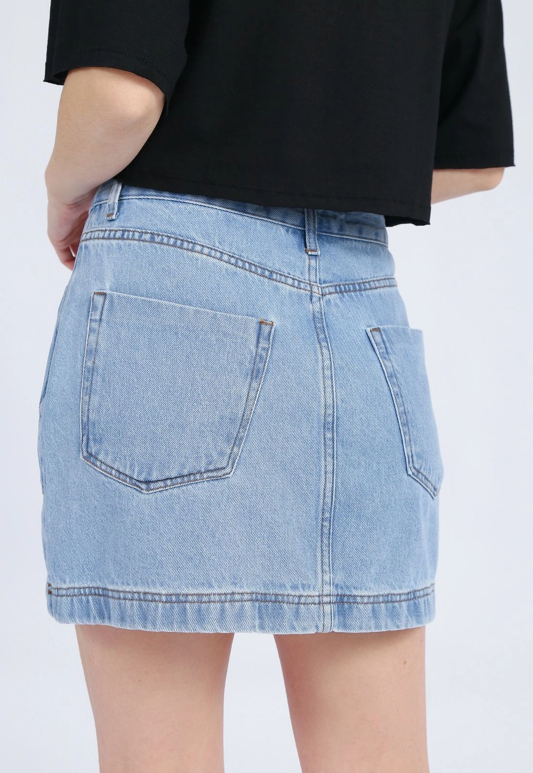Saia Jeans Bolso Frontal