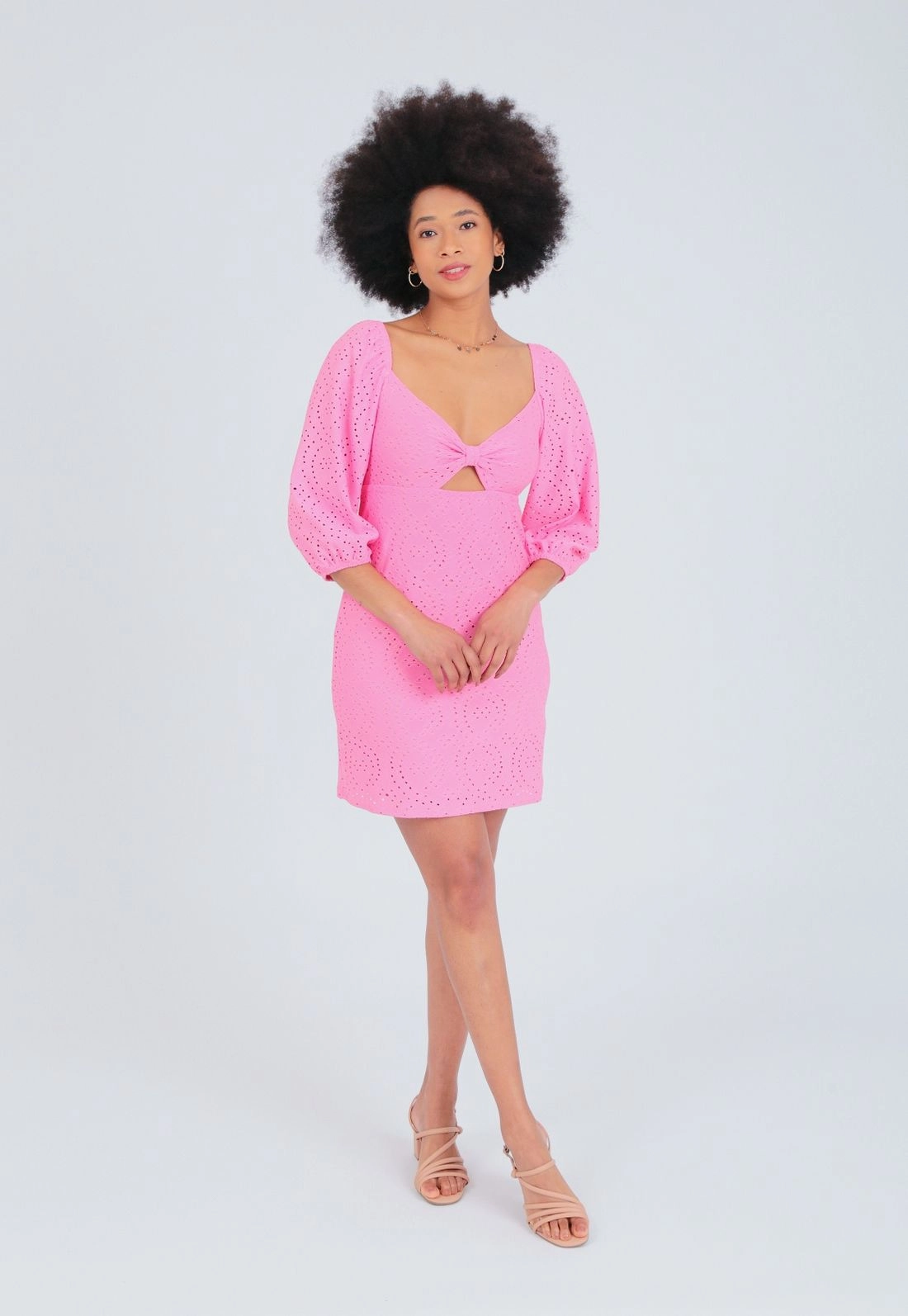 Vestido Lasie Manga 3/4 Nó Busto
