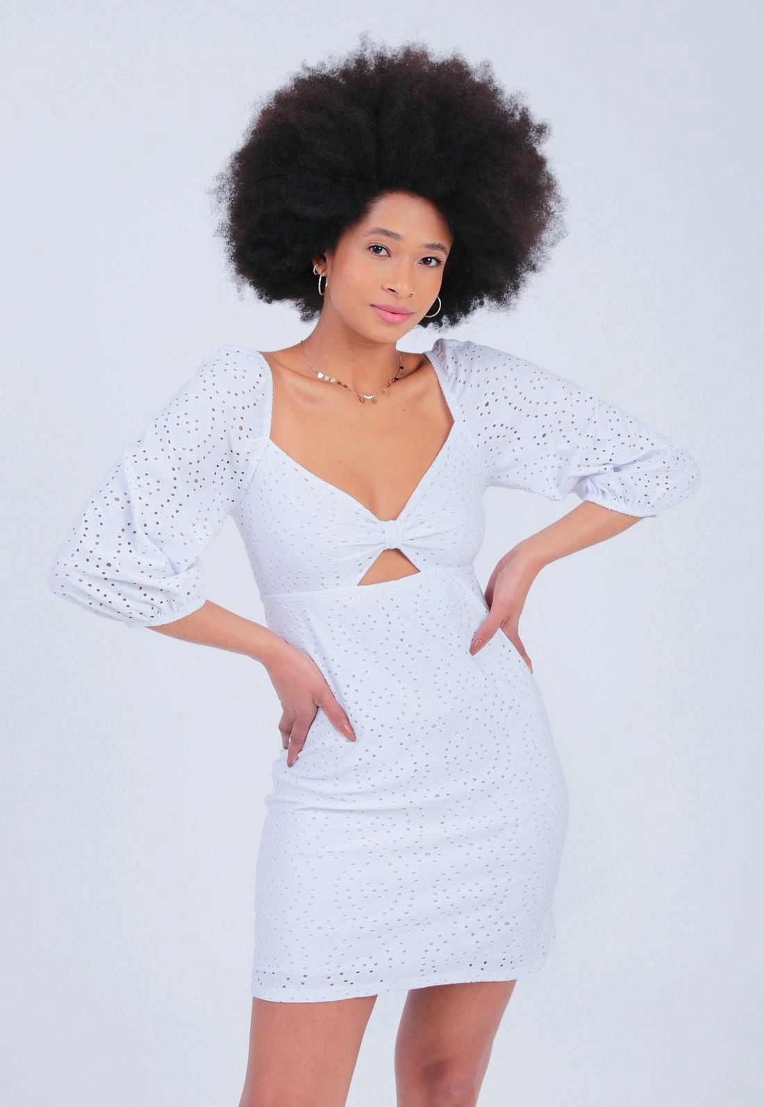 Vestido Lasie Manga 3/4 Nó Busto