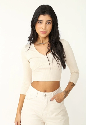 Blusa Ribana Manga Longa Recorte Busto