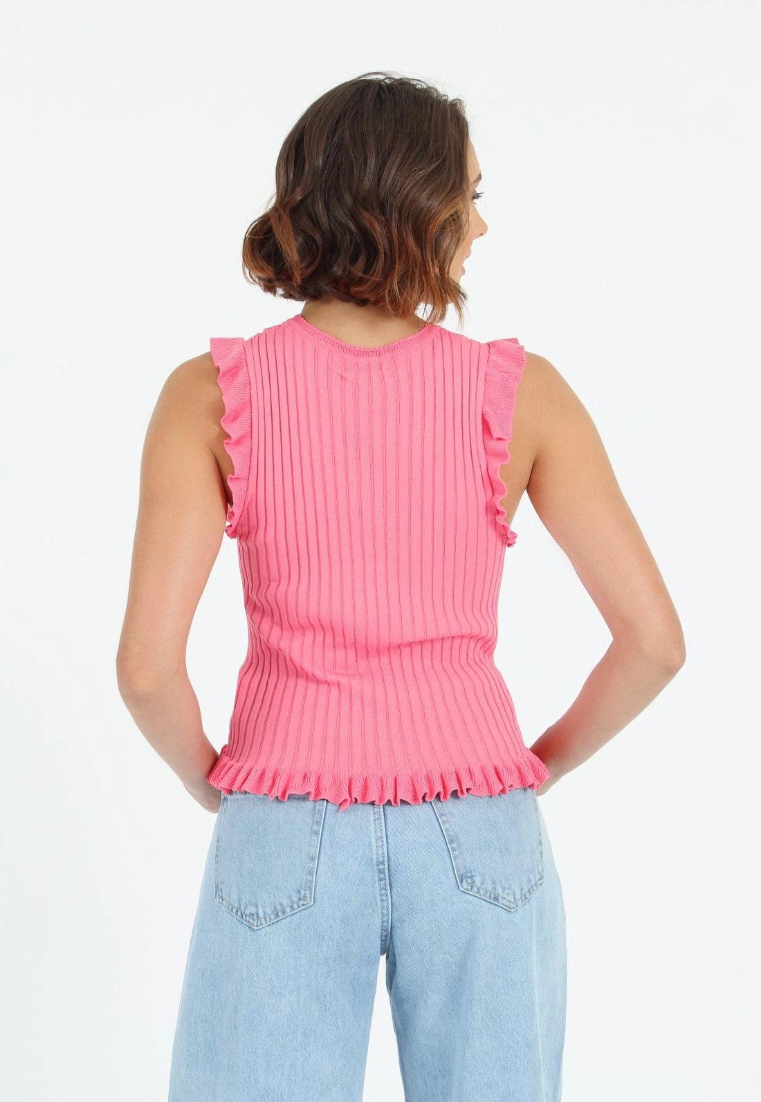 Blusa Tricô Canelado Sem Manga