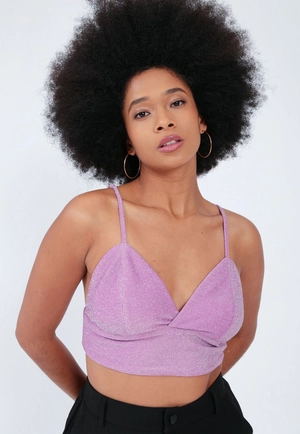 Cropped Malha Lurex Alça
