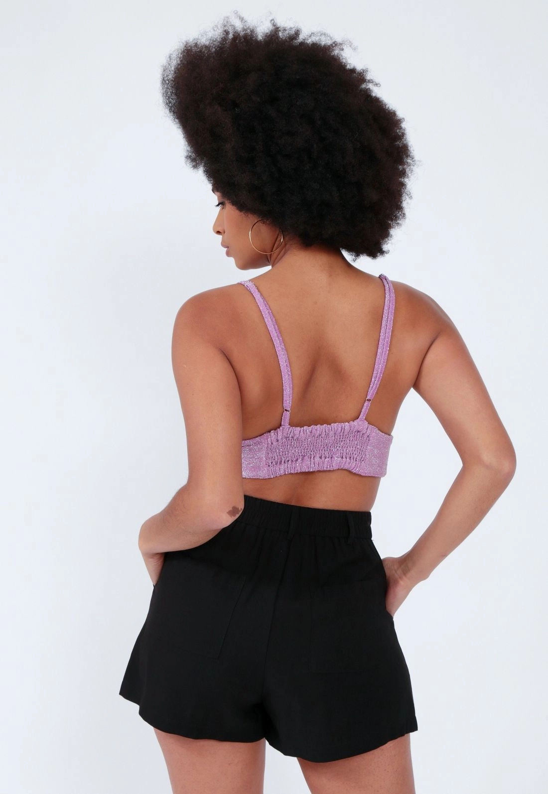 Cropped Malha Lurex Alça