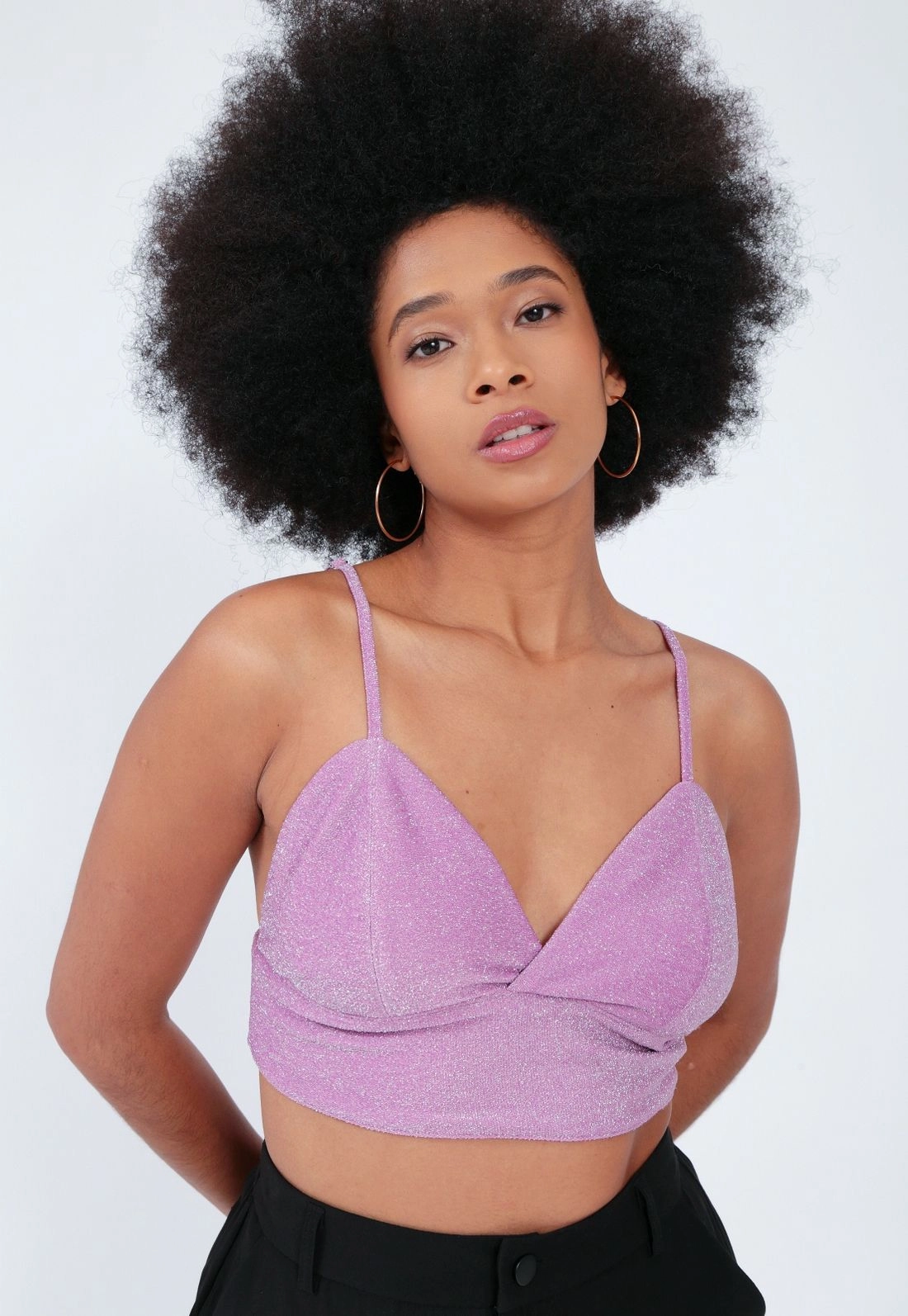 Cropped Malha Lurex Alça