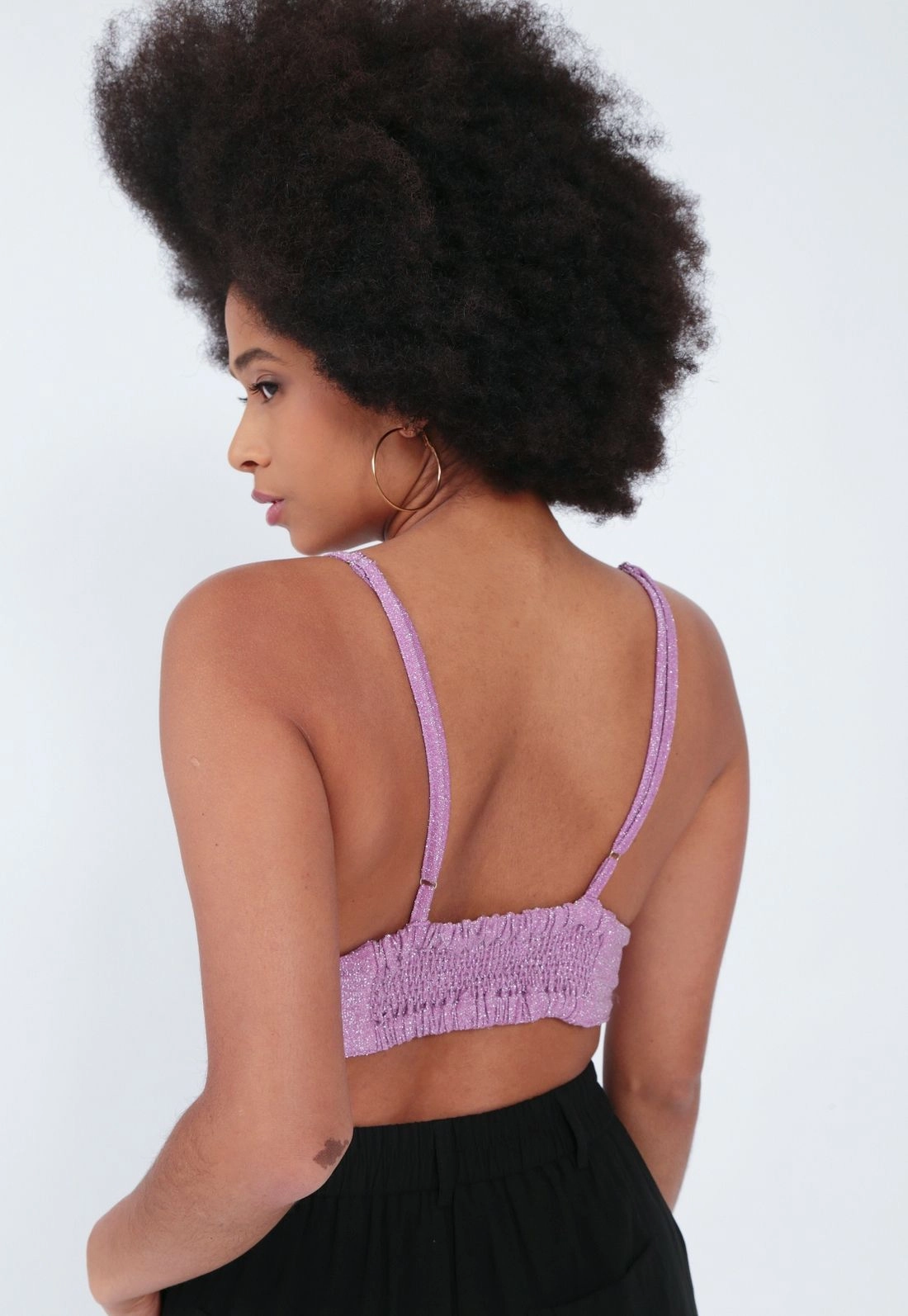 Cropped Malha Lurex Alça