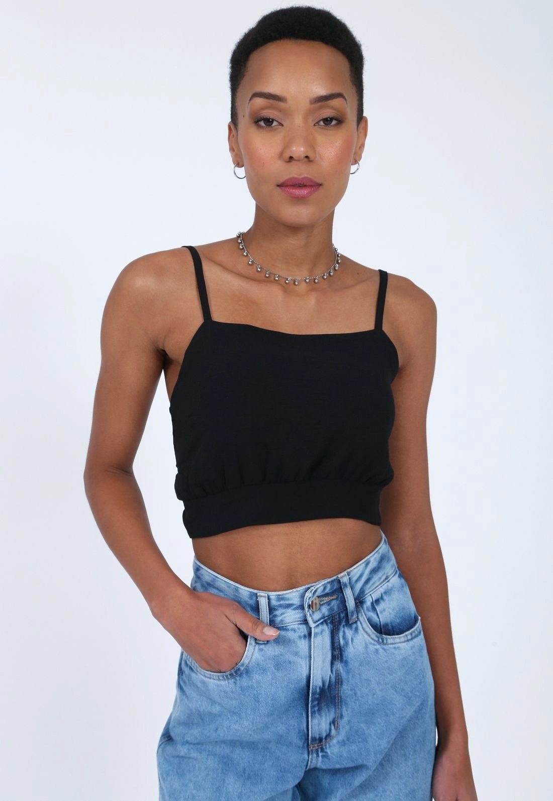 Cropped Air Flow Alça Lastex Costa P