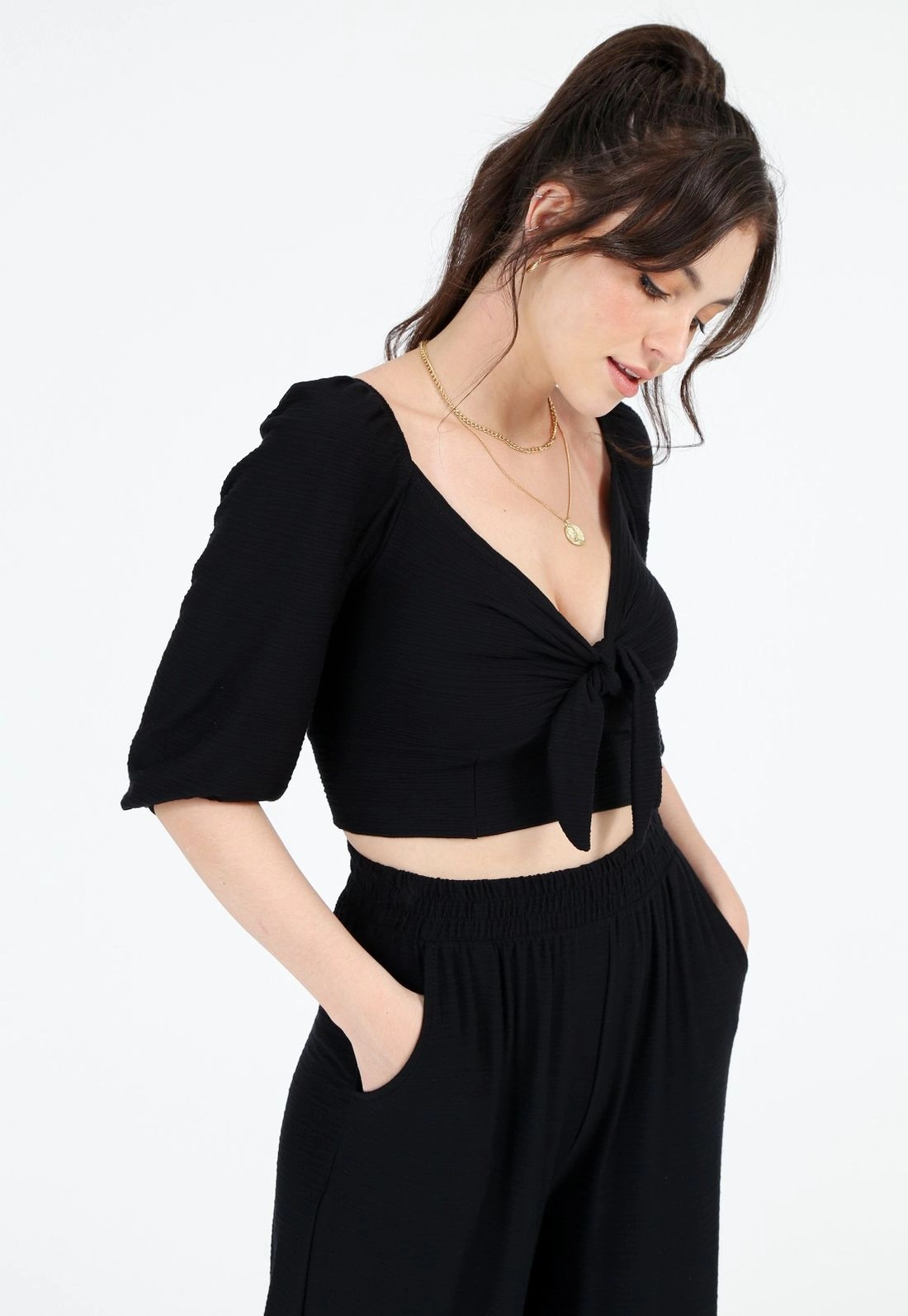 Blusa Cropped 3/4 Nó