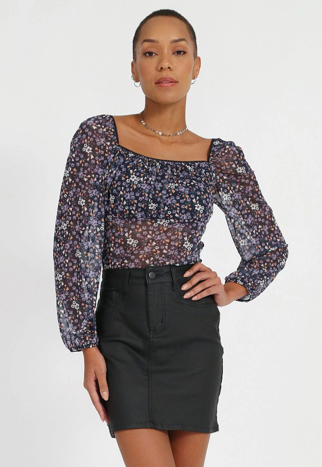 Blusa Tule Manga Longa Liberty