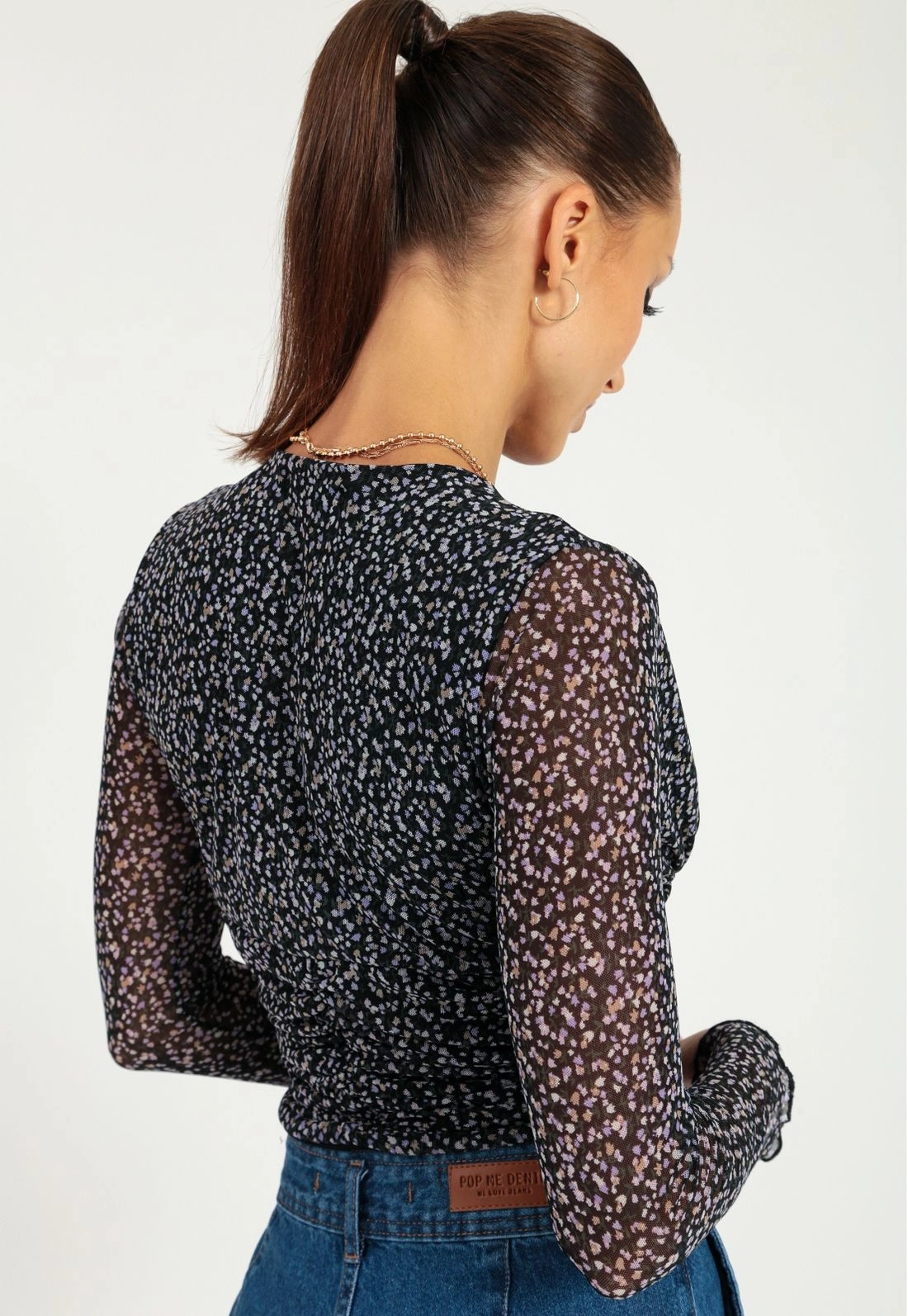 Blusa Tule M/L Recorte Franzido Liberty