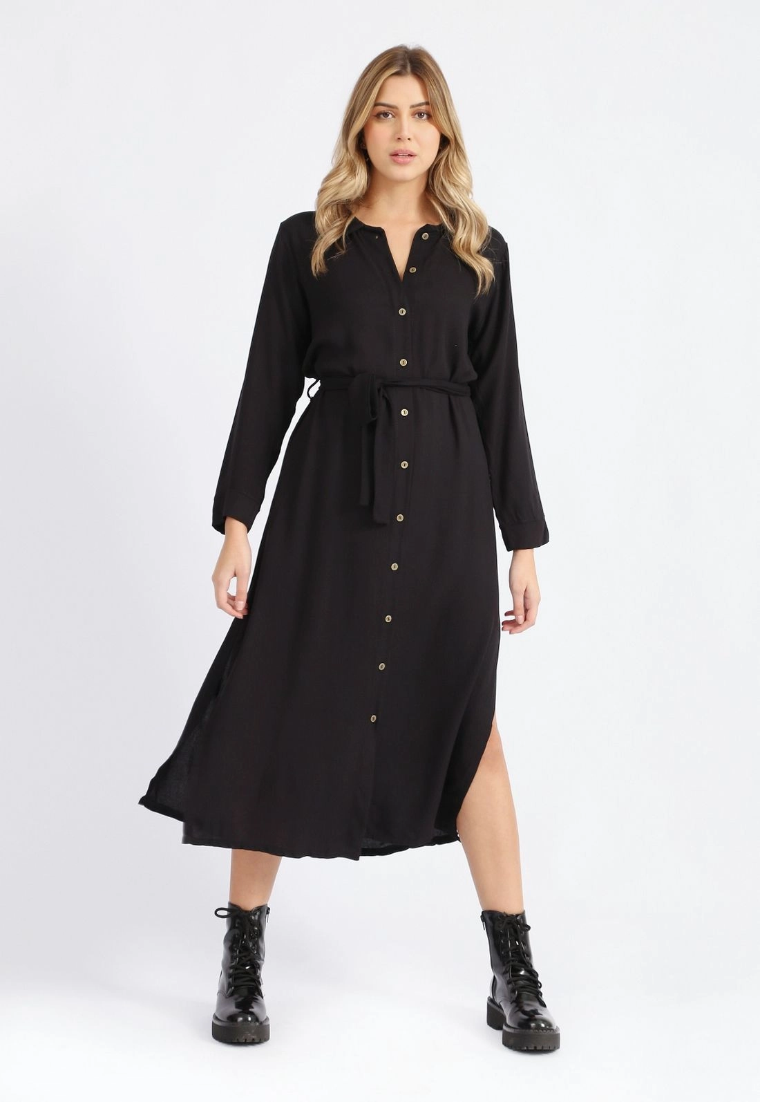Chemise Twill Manga Longa Fenda