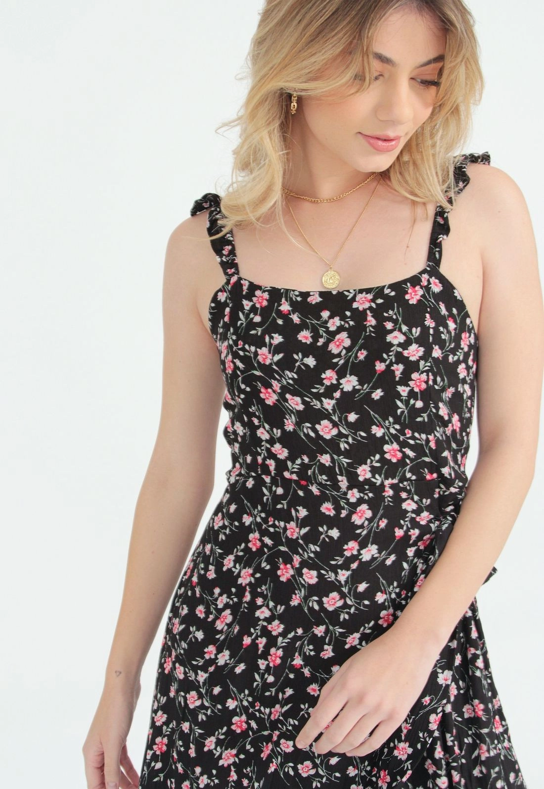 Vestido Longo Crepe Floral