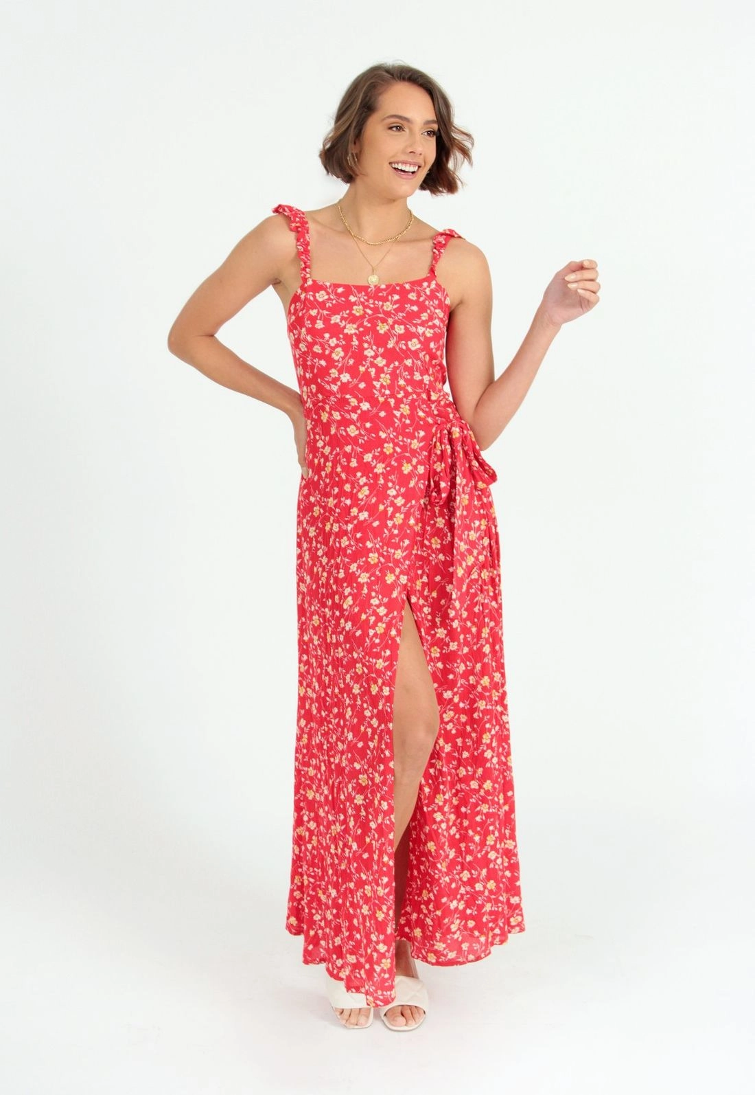 Vestido Longo Crepe Floral