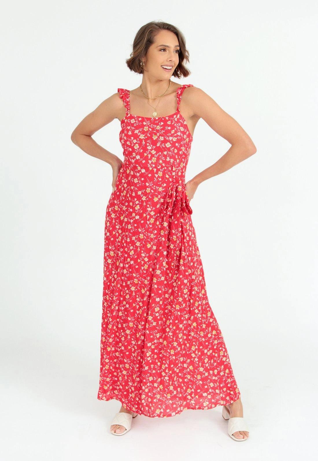 Vestido Longo Crepe Floral