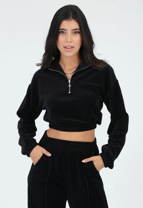 Blusa Cropped Plush Zíper - POP ME | Fashion, Descomplicada e