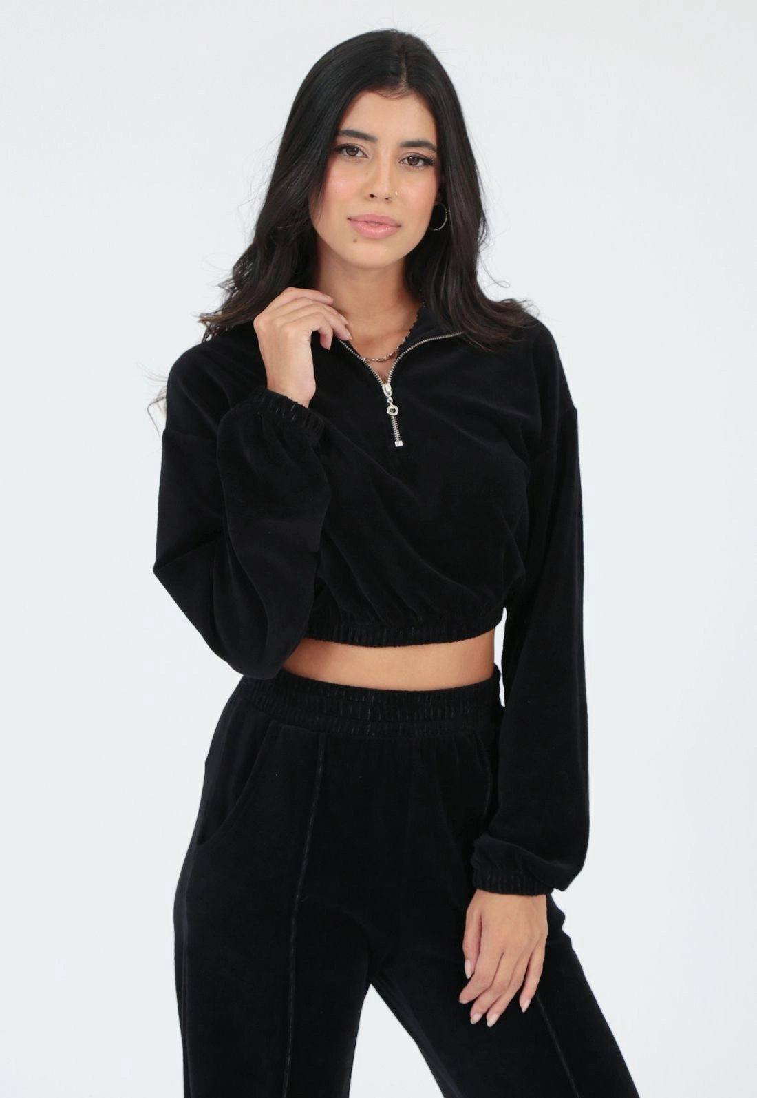 Blusa Cropped Plush Zíper