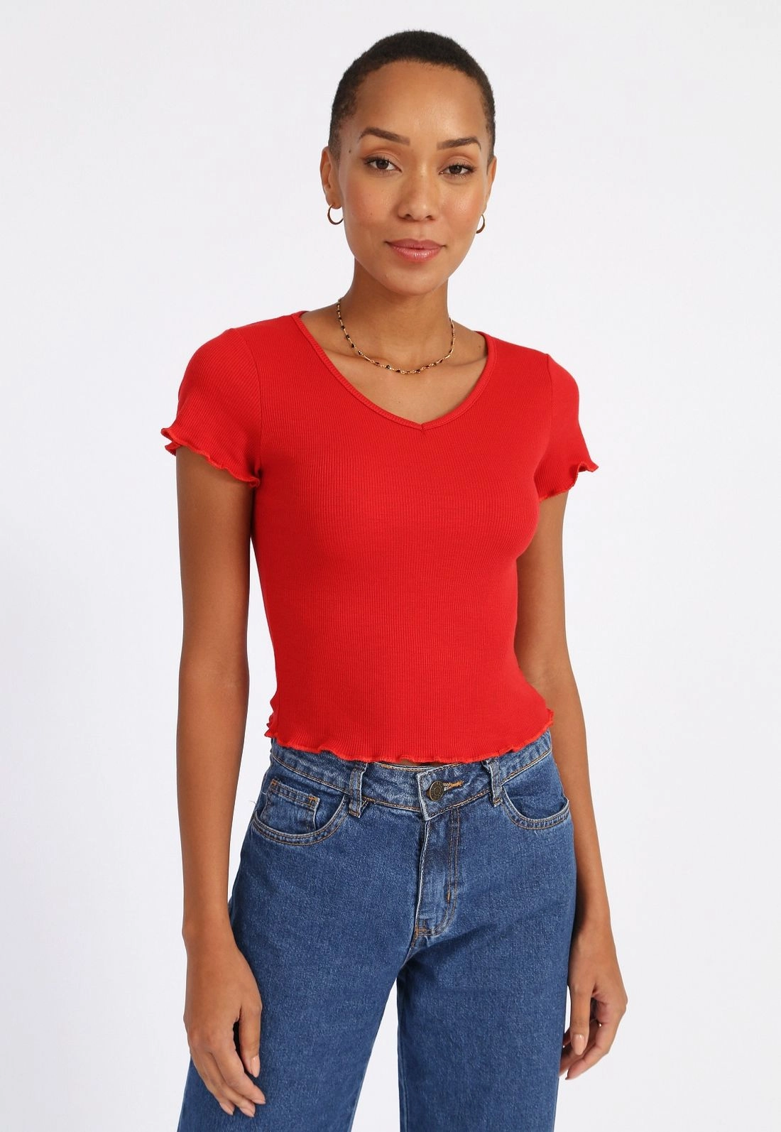 Blusa Ribana Decote V Frufru