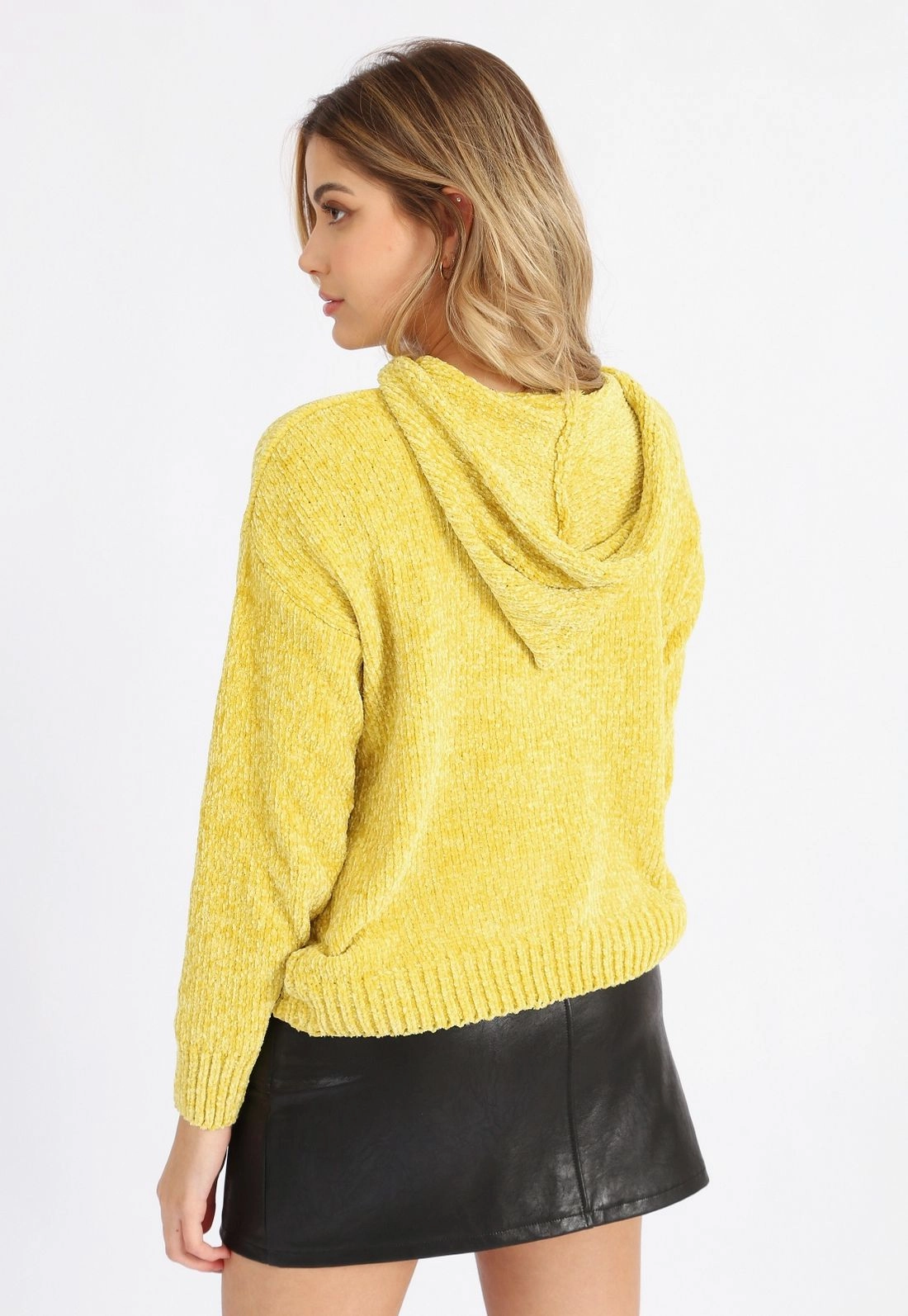 Blusa Tricô Chenille Capuz g