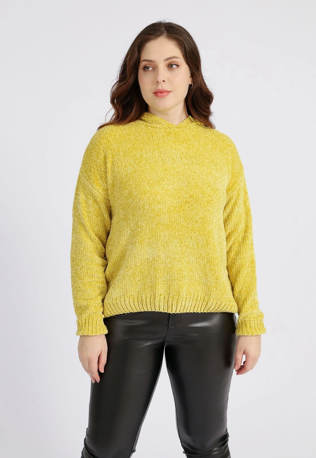 Blusa Tricô Chenille Capuz g
