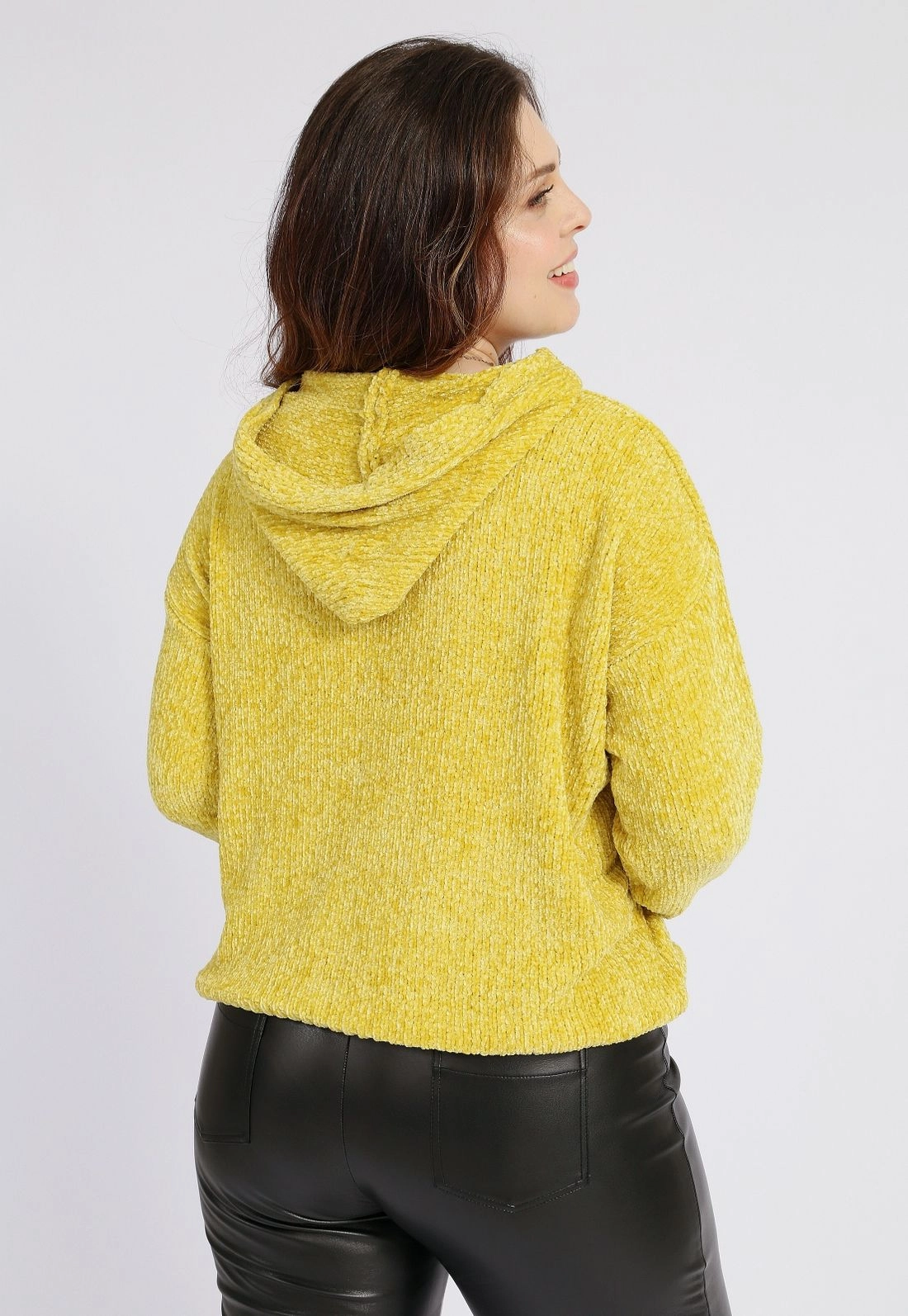 Blusa Tricô Chenille Capuz g